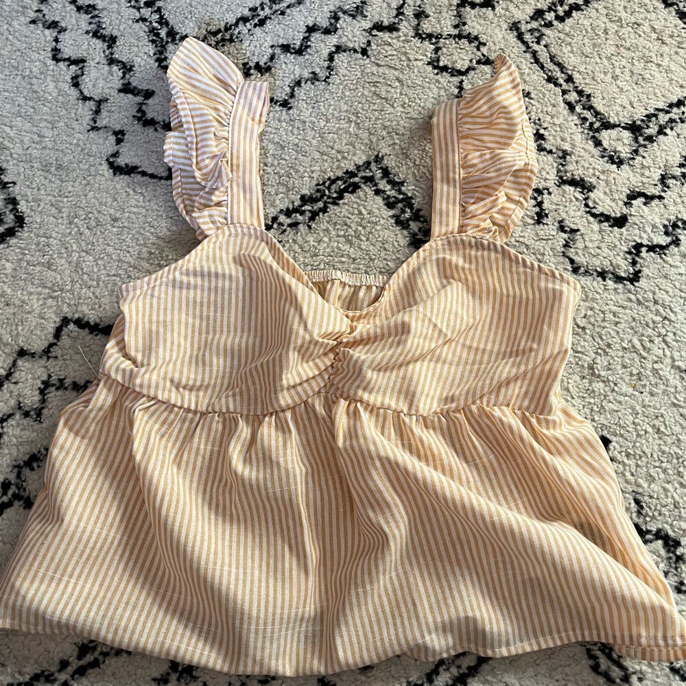 Striped Cream Sleeveless Top